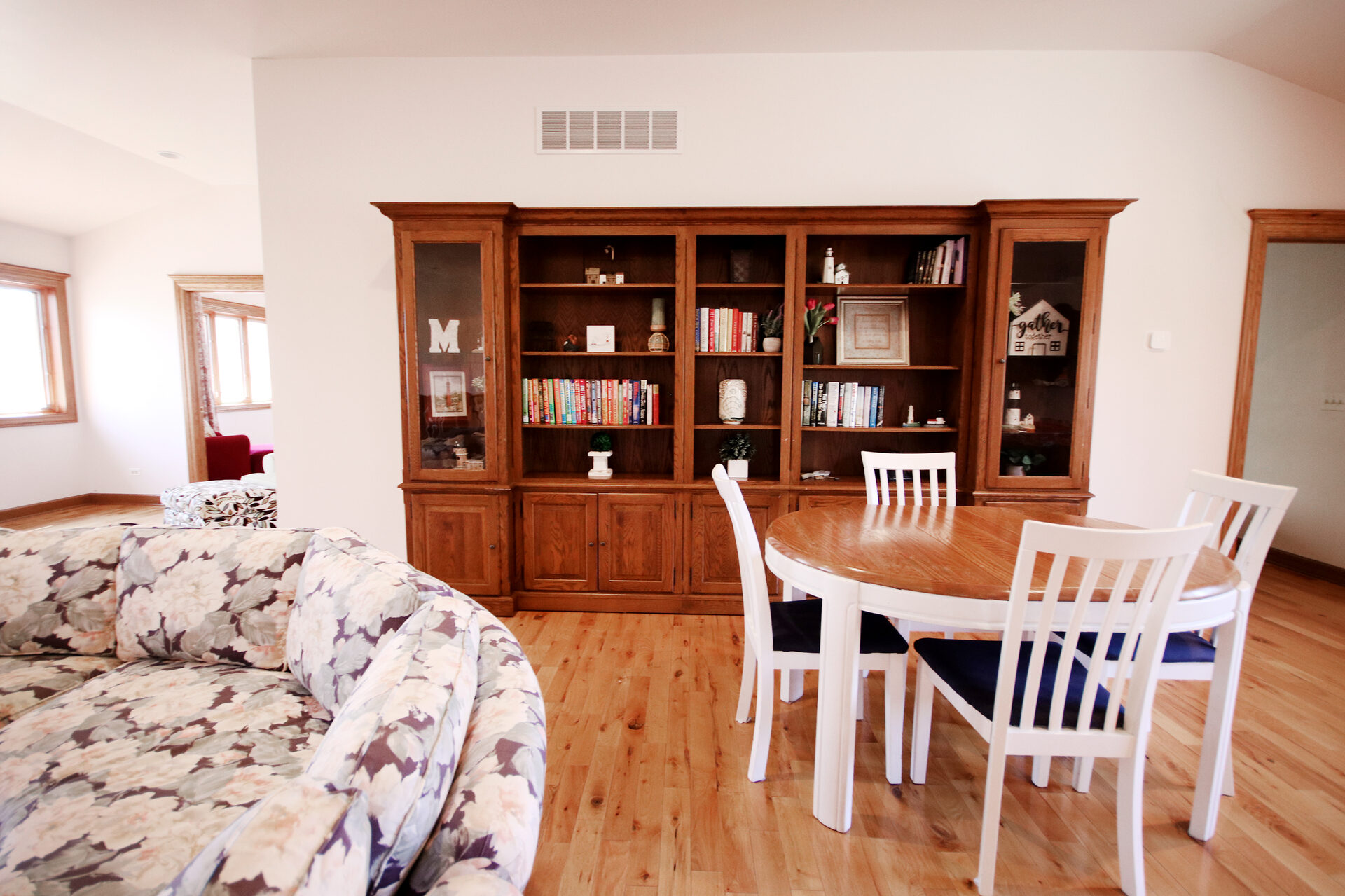 Library with built-in bookshelves