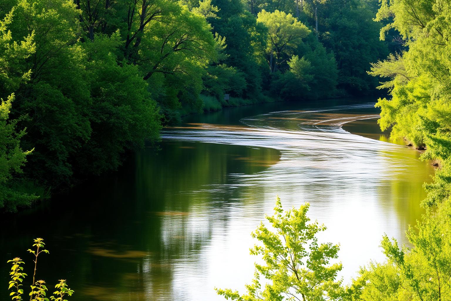 The Galien River winding through forest