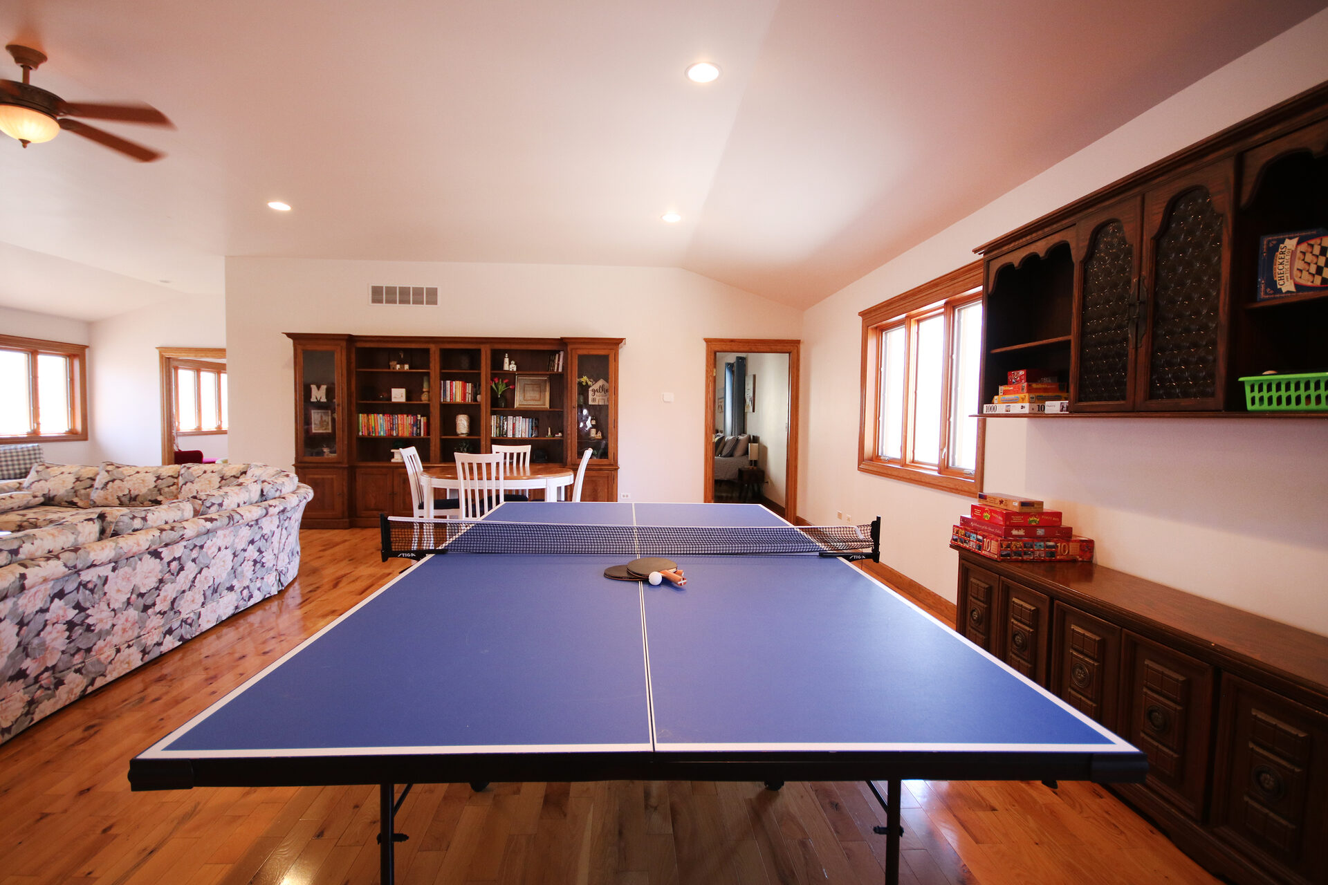 Game room with ping-pong table